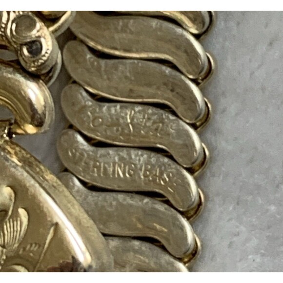 Vintage Co-Star Sweetheart Bracelet | WWII Era | Gold Over Sterling Floral Heart - Picture 3 of 11